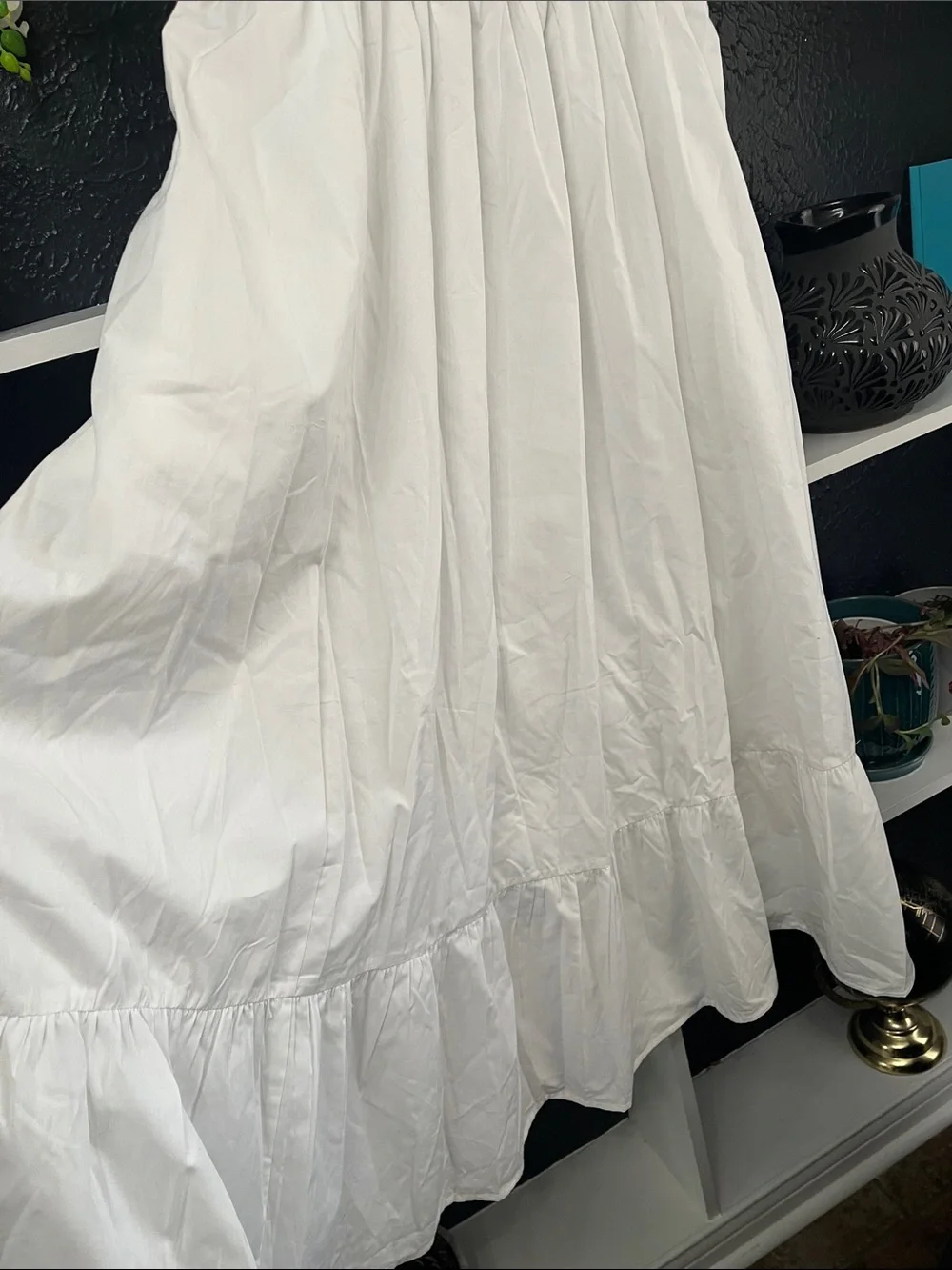 Abercrombie & Fitch White Maxi Sundress with Smocked Bodice